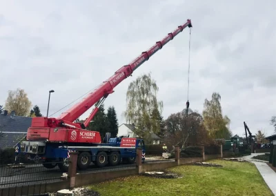Forstbetrieb Pierre Diesler Osterspai Fällung mit Kran